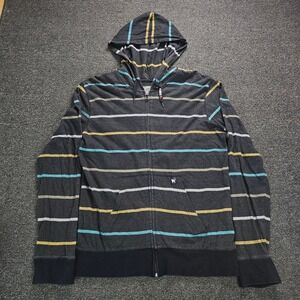 Vintahe Mambo Australia Hoodie Mens XL Full Zip Striped Charcoal Grey Y2k Surf